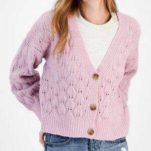 And Now This Pink Leaf-Stitch Cardigan